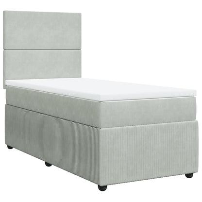 Boxspring met matras fluweel lichtgrijs 100x200 cm
