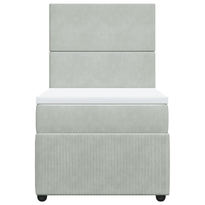 Boxspring met matras fluweel lichtgrijs 100x200 cm