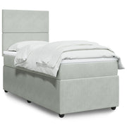 Boxspring 100x200 cm lichtgrijs fluweel pocketvering