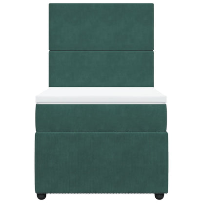 Boxspring met matras fluweel donkergroen 100x200 cm