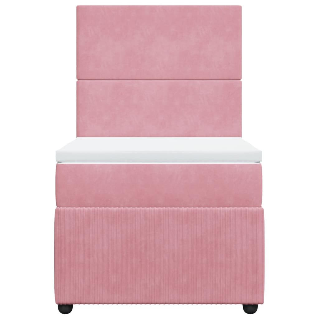 Boxspring met matras fluweel roze 100x200 cm