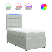Boxspring met matras fluweel lichtgrijs 100x200 cm