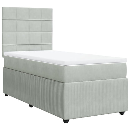 Boxspring met matras fluweel lichtgrijs 100x200 cm