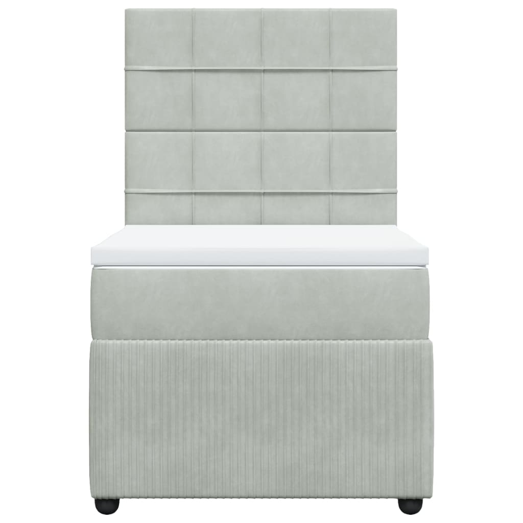 Boxspring met matras fluweel lichtgrijs 100x200 cm