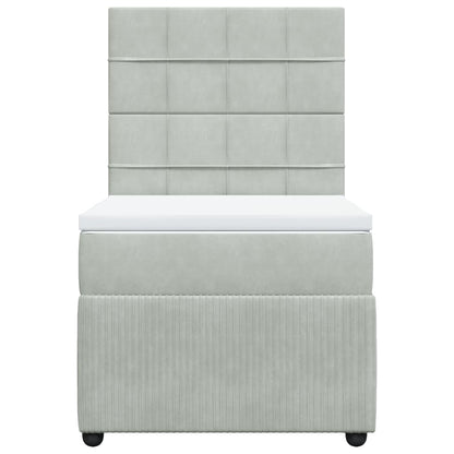 Boxspring met matras fluweel lichtgrijs 100x200 cm