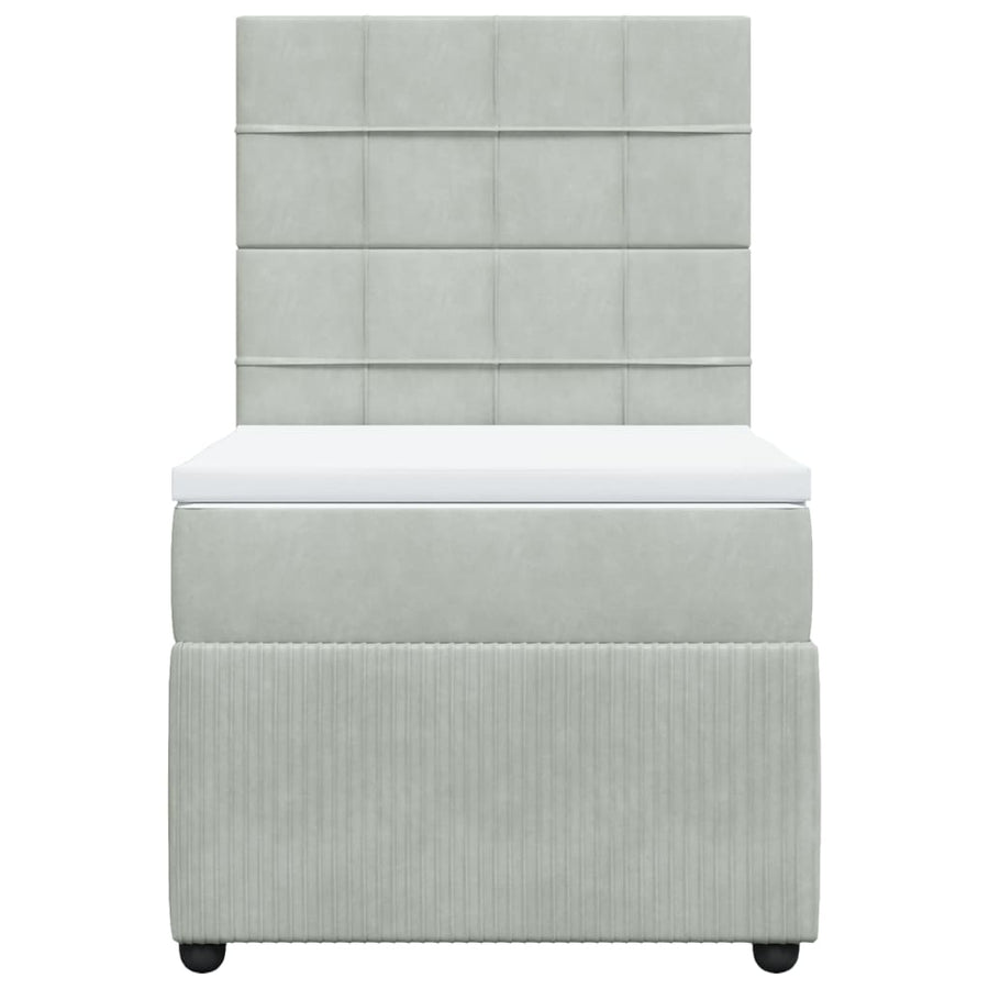 Boxspring met matras fluweel lichtgrijs 100x200 cm