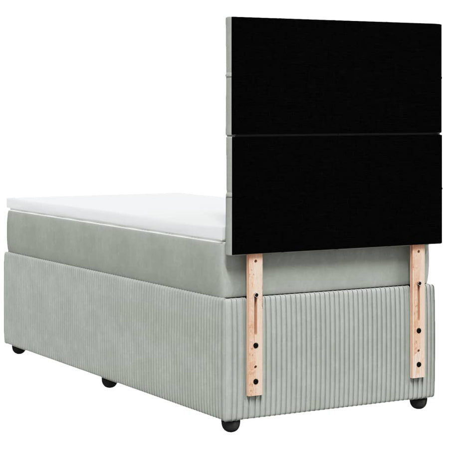 Boxspring met matras fluweel lichtgrijs 100x200 cm