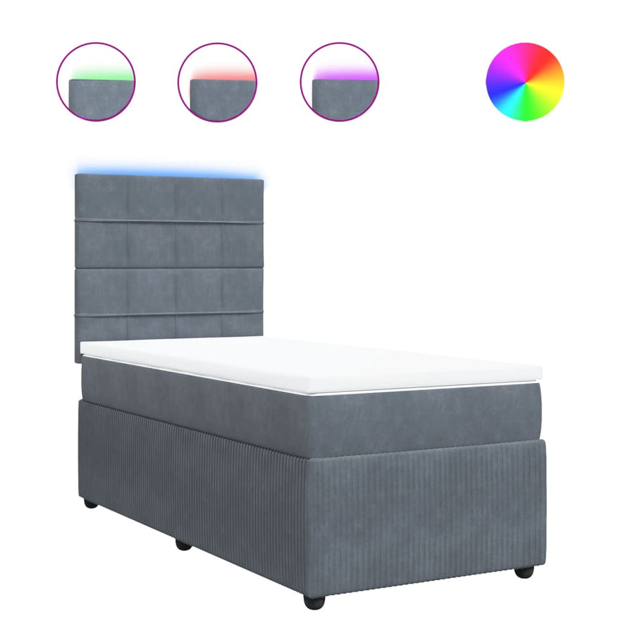 Boxspring met matras fluweel donkergrijs 100x200 cm