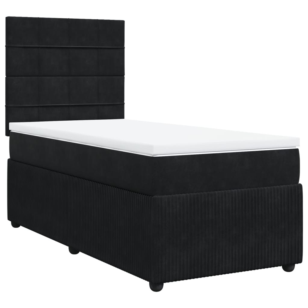 Boxspring met matras fluweel zwart 100x200 cm