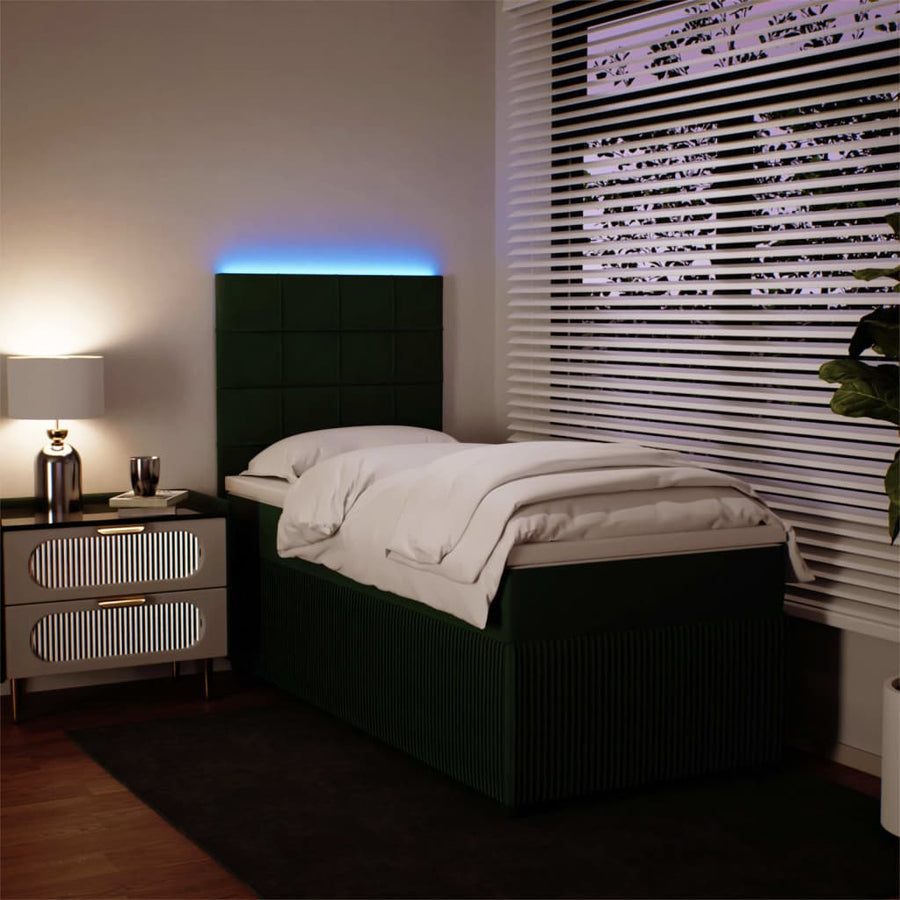 Boxspring met matras fluweel donkergroen 100x200 cm