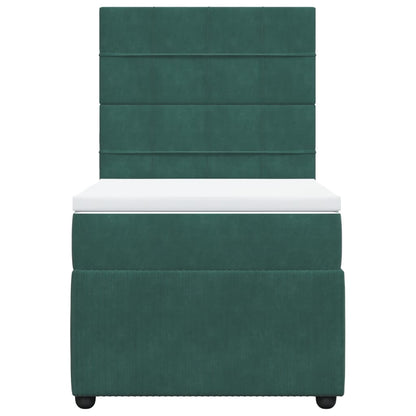 Boxspring met matras fluweel donkergroen 100x200 cm