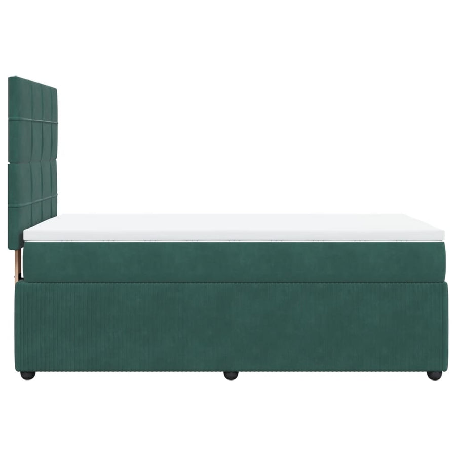 Boxspring met matras fluweel donkergroen 100x200 cm