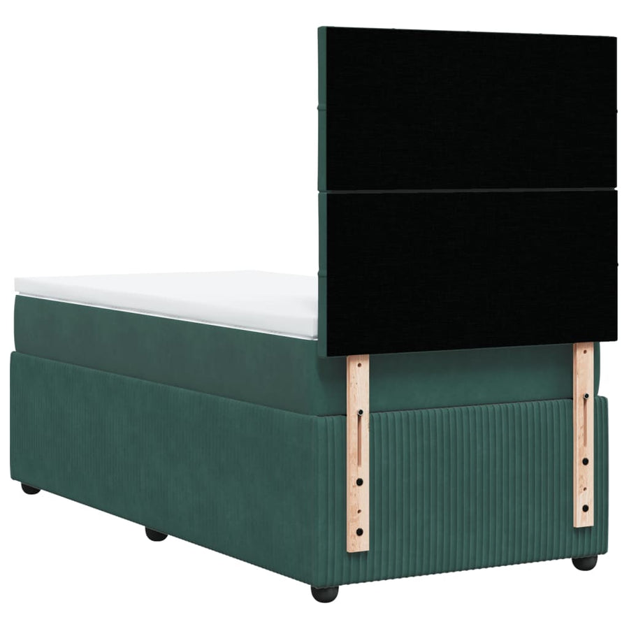 Boxspring met matras fluweel donkergroen 100x200 cm