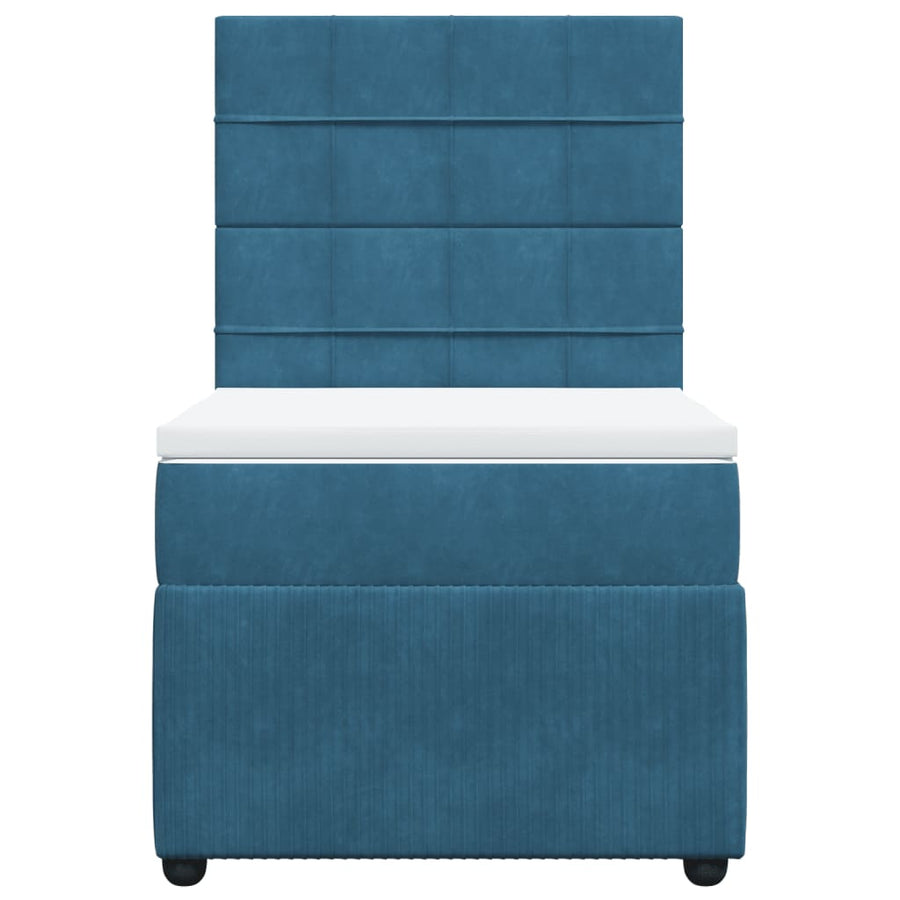 Boxspring met matras fluweel blauw 100x200 cm