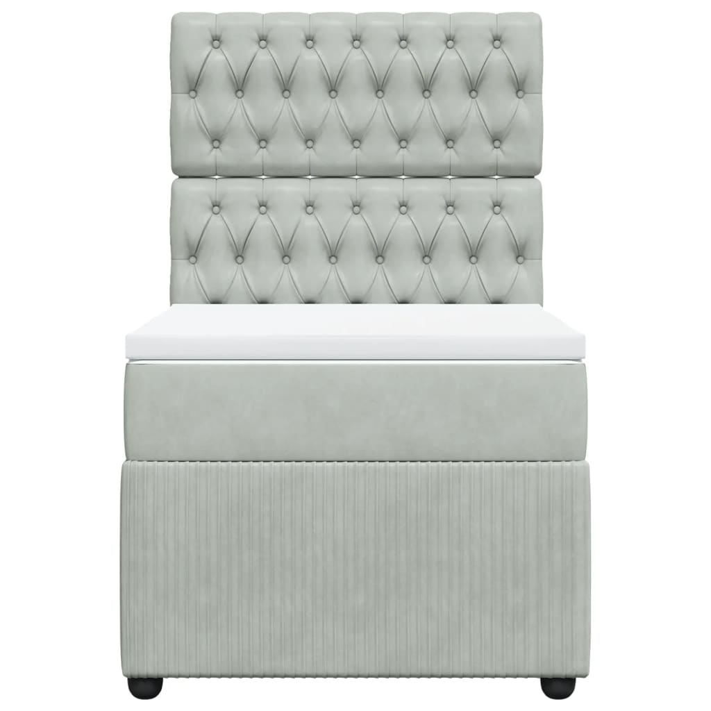 Boxspring met matras fluweel lichtgrijs 100x200 cm