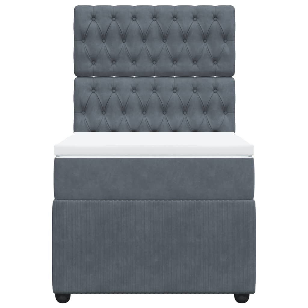 Boxspring met matras fluweel donkergrijs 100x200 cm