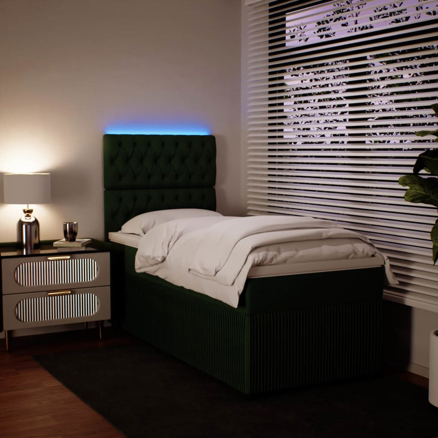 Boxspring met matras fluweel donkergroen 100x200 cm