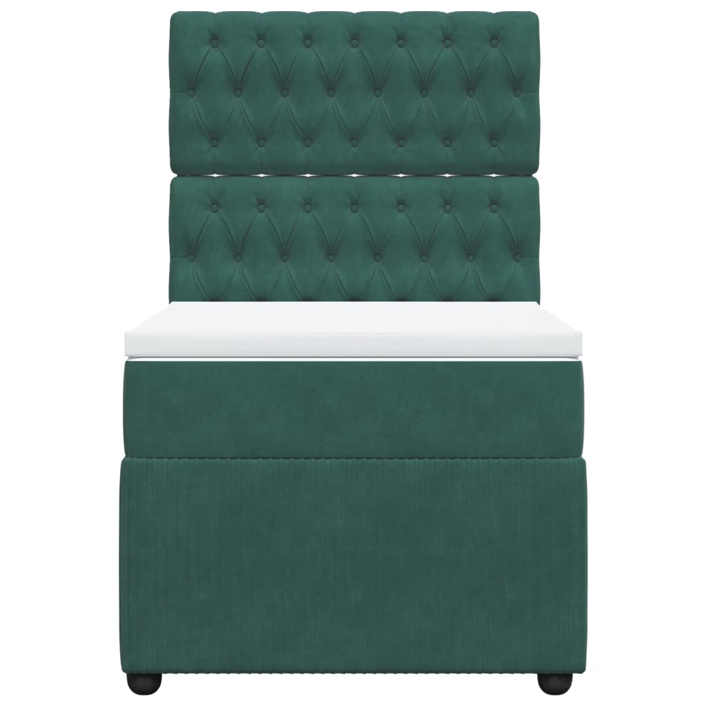 Boxspring met matras fluweel donkergroen 100x200 cm