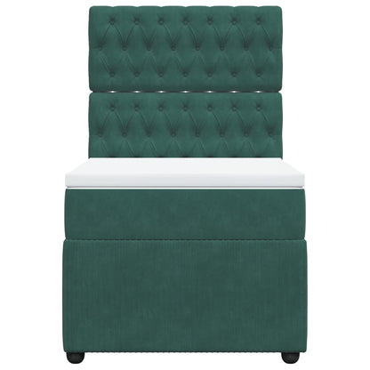 Boxspring met matras fluweel donkergroen 100x200 cm