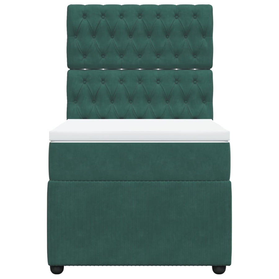 Boxspring met matras fluweel donkergroen 100x200 cm