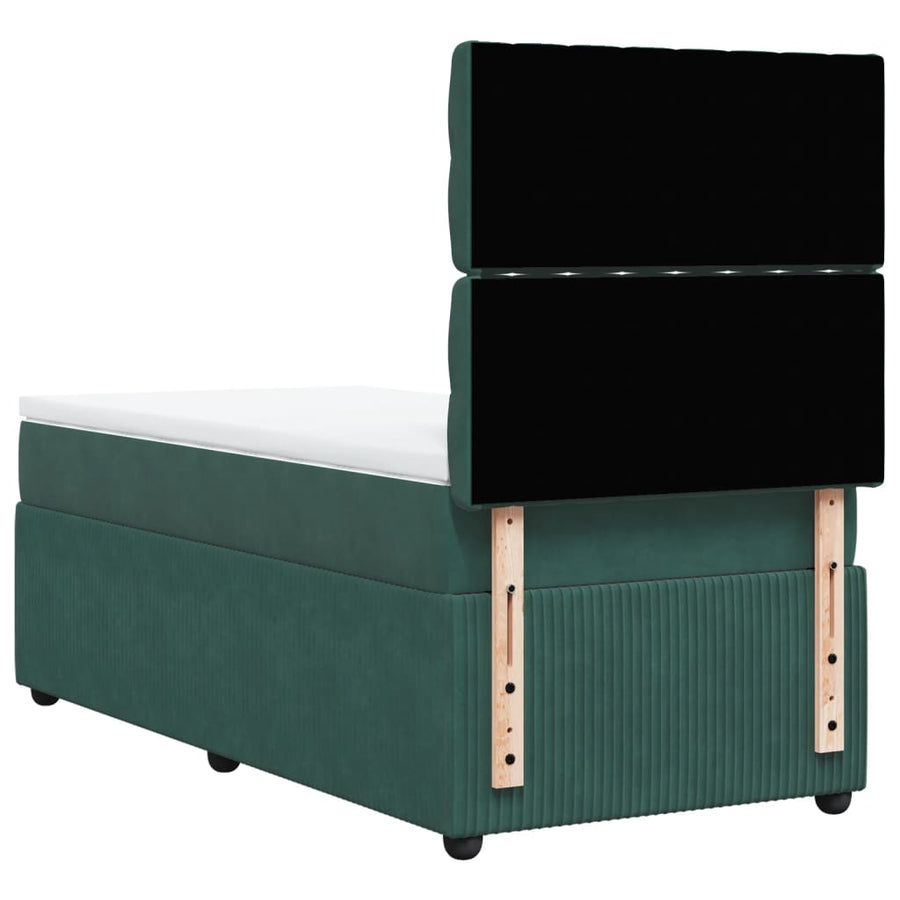 Boxspring met matras fluweel donkergroen 100x200 cm