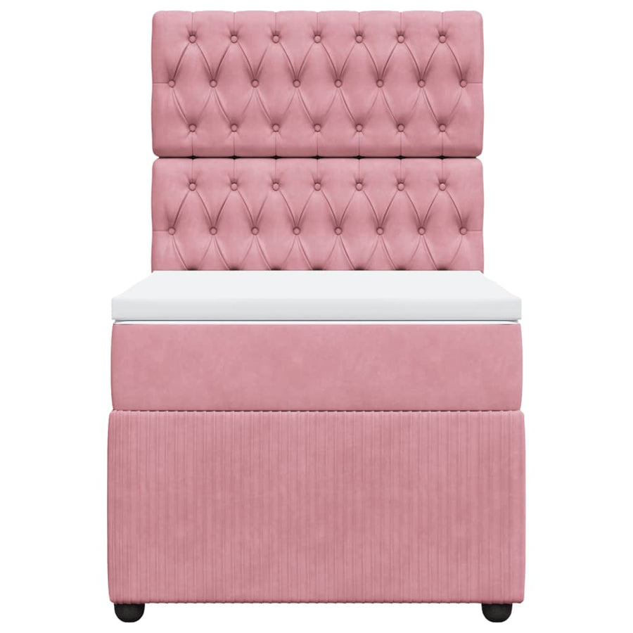 Boxspring met matras fluweel roze 100x200 cm