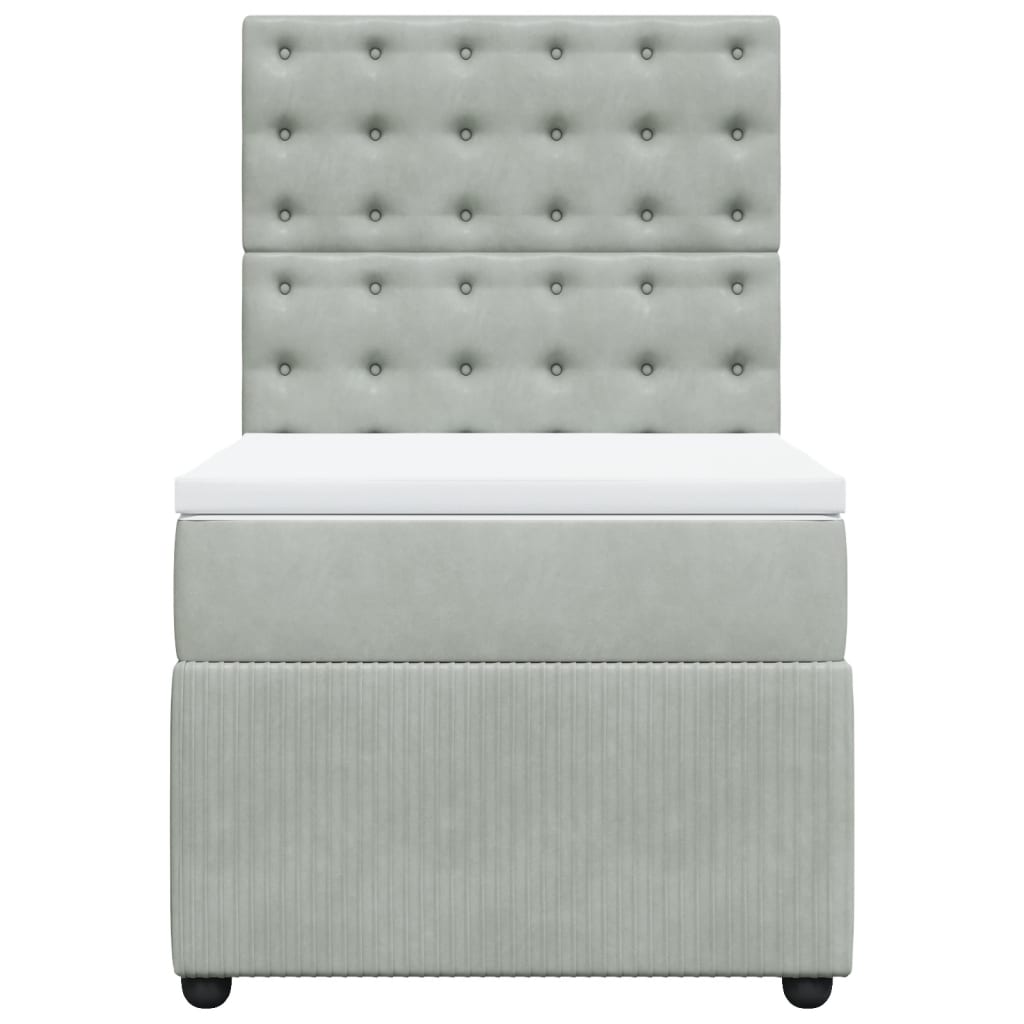Boxspring met matras fluweel lichtgrijs 100x200 cm