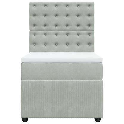 Boxspring met matras fluweel lichtgrijs 100x200 cm