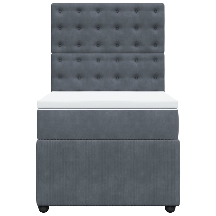 Boxspring met matras fluweel donkergrijs 100x200 cm