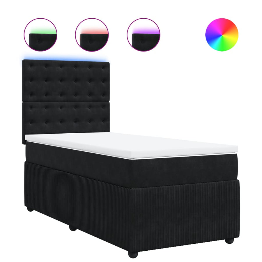 Boxspring met matras fluweel zwart 100x200 cm