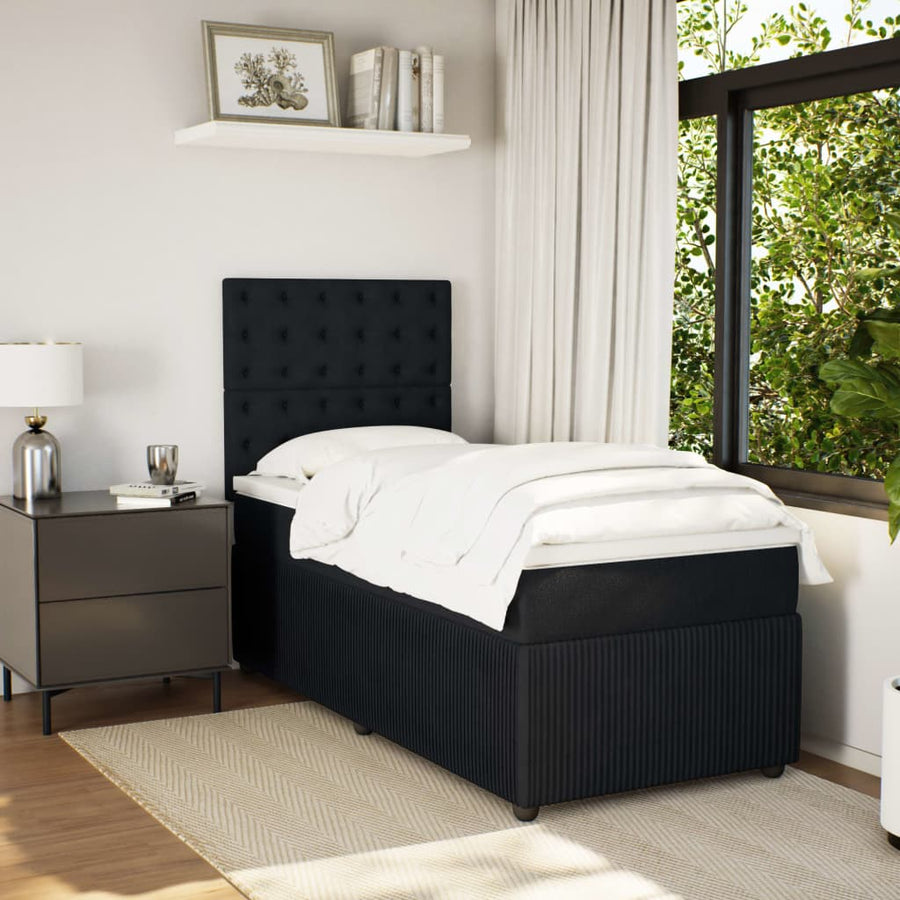 Boxspring met matras fluweel zwart 100x200 cm