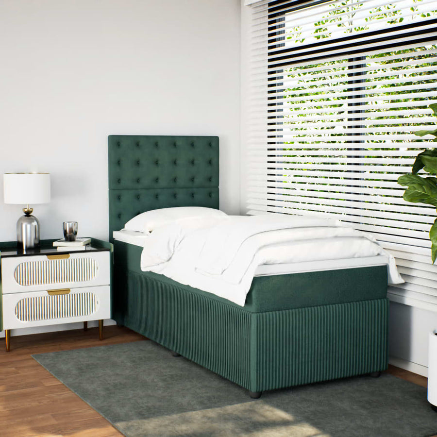 Boxspring met matras fluweel donkergroen 100x200 cm
