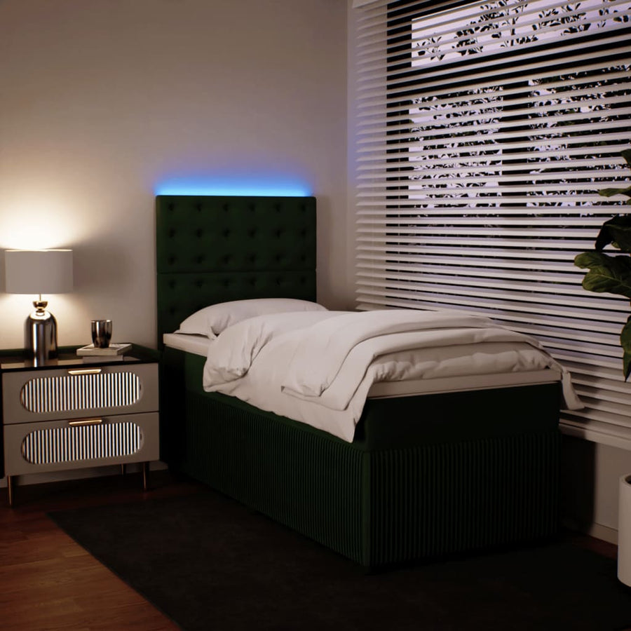 Boxspring met matras fluweel donkergroen 100x200 cm