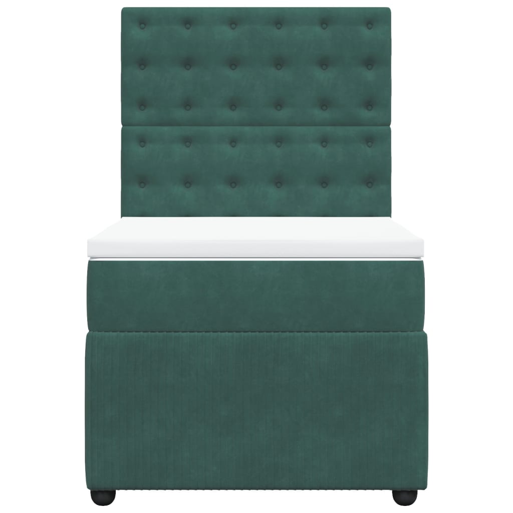 Boxspring met matras fluweel donkergroen 100x200 cm