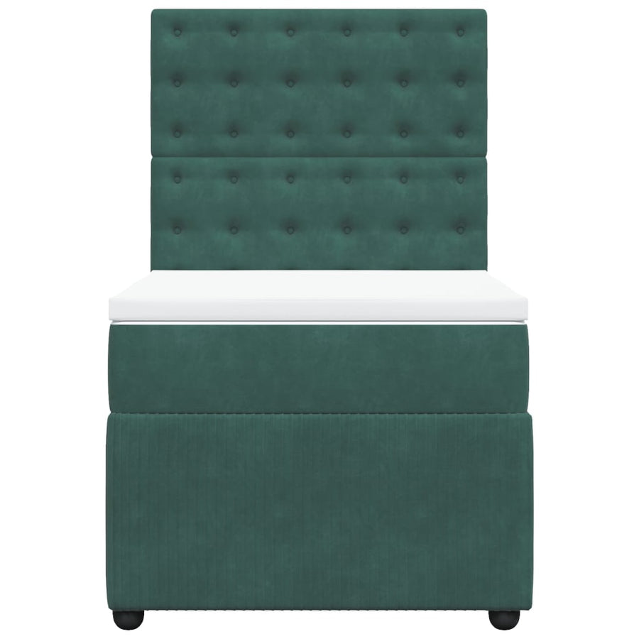 Boxspring met matras fluweel donkergroen 100x200 cm