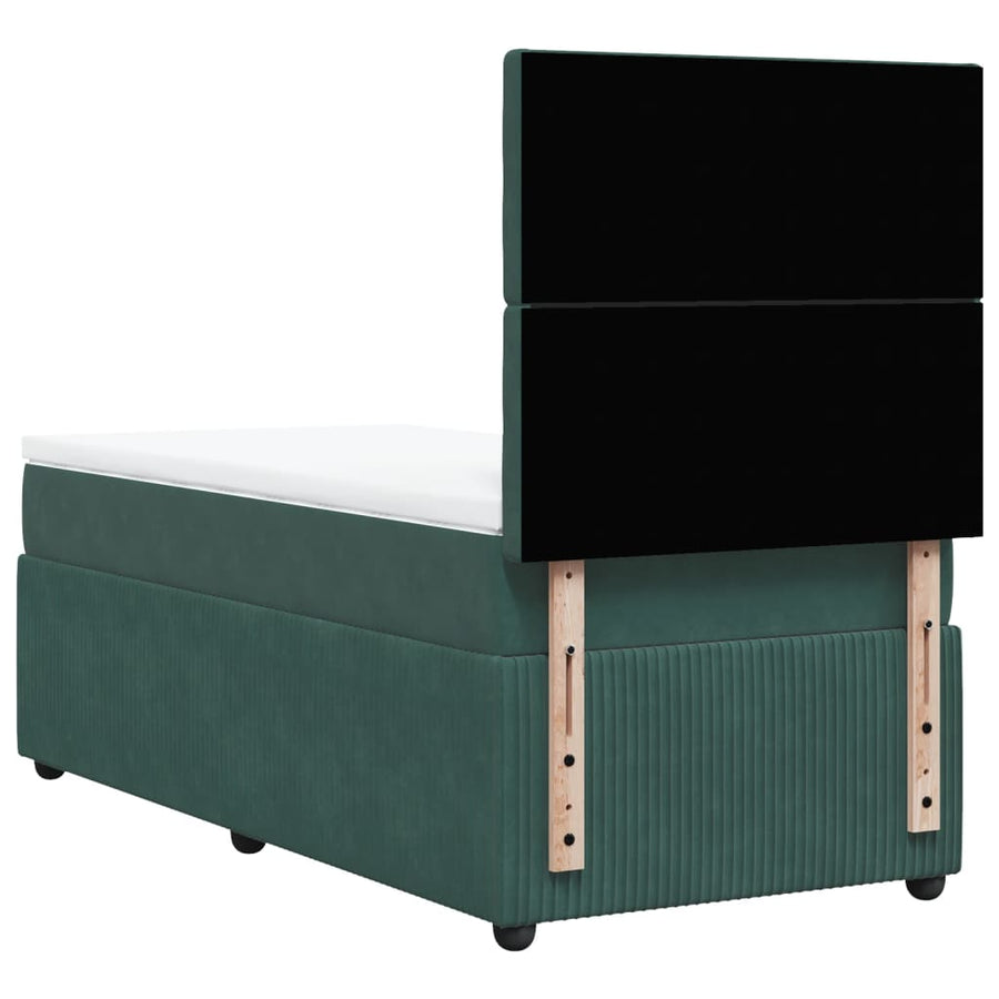 Boxspring met matras fluweel donkergroen 100x200 cm
