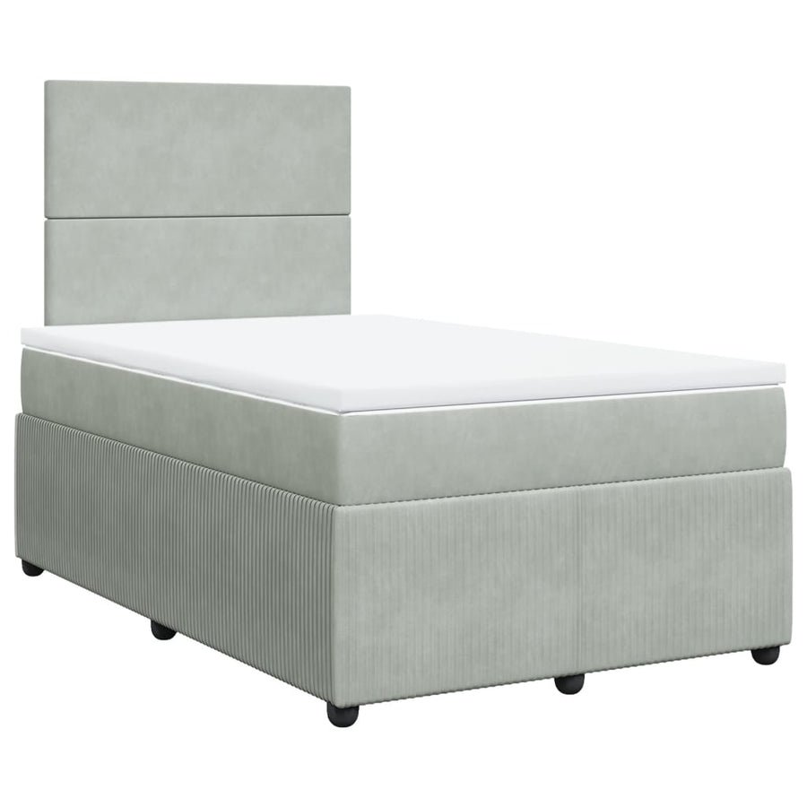 Boxspring met matras fluweel lichtgrijs 120x190 cm