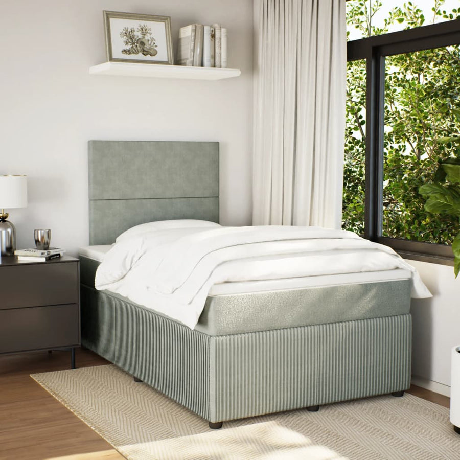 Boxspring met matras fluweel lichtgrijs 120x190 cm