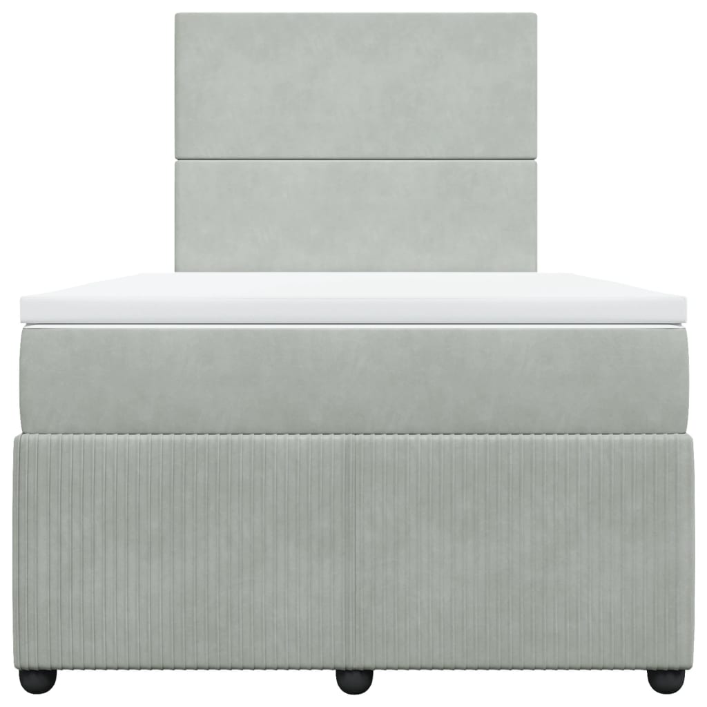 Boxspring met matras fluweel lichtgrijs 120x190 cm