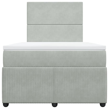 Boxspring met matras fluweel lichtgrijs 120x190 cm