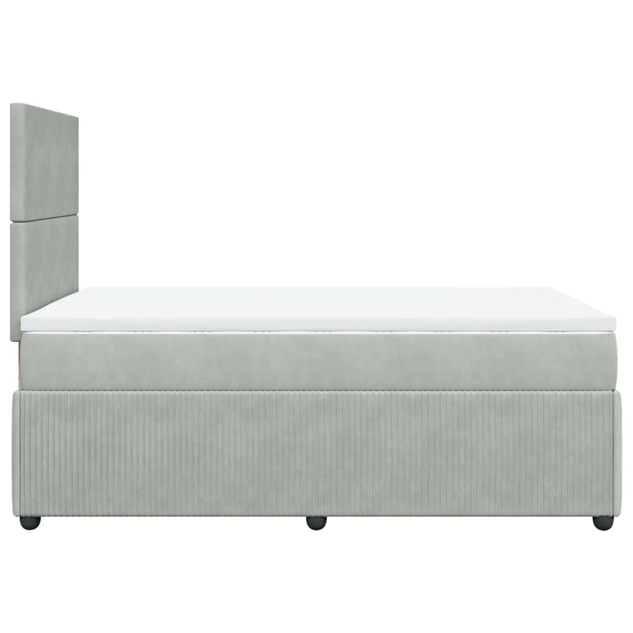 Boxspring met matras fluweel lichtgrijs 120x190 cm