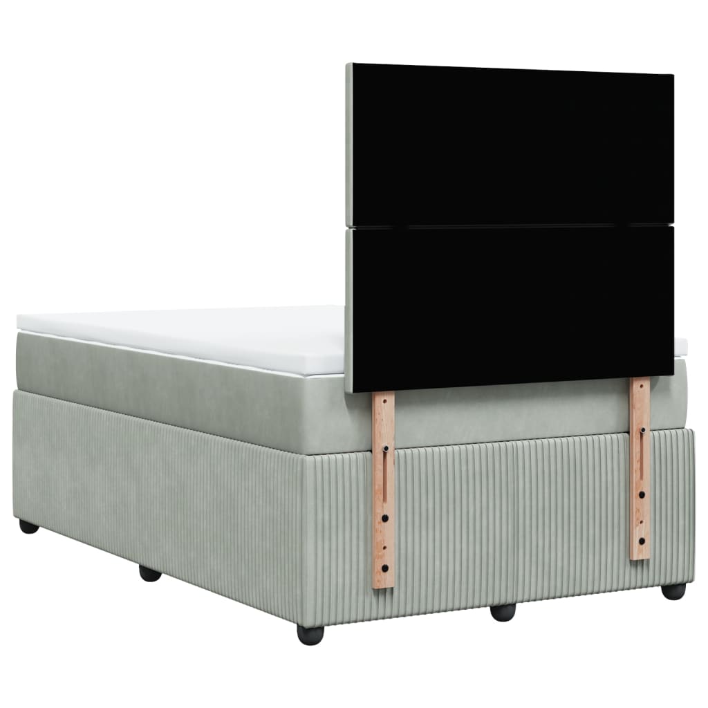 Boxspring met matras fluweel lichtgrijs 120x190 cm