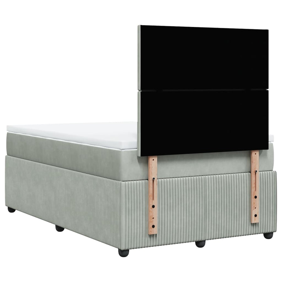 Boxspring met matras fluweel lichtgrijs 120x190 cm