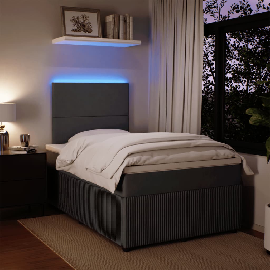 Boxspring met matras fluweel donkergrijs 120x190 cm
