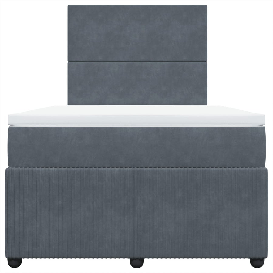Boxspring met matras fluweel donkergrijs 120x190 cm