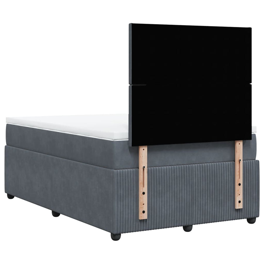 Boxspring met matras fluweel donkergrijs 120x190 cm