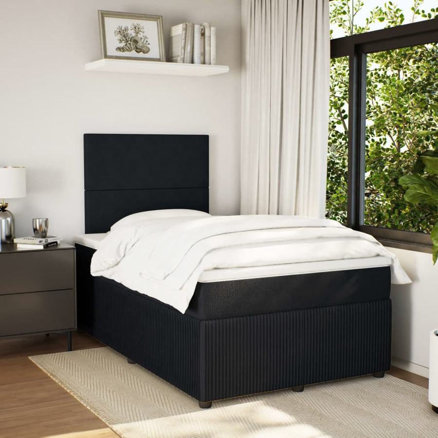Boxspring met matras fluweel zwart 120x190 cm
