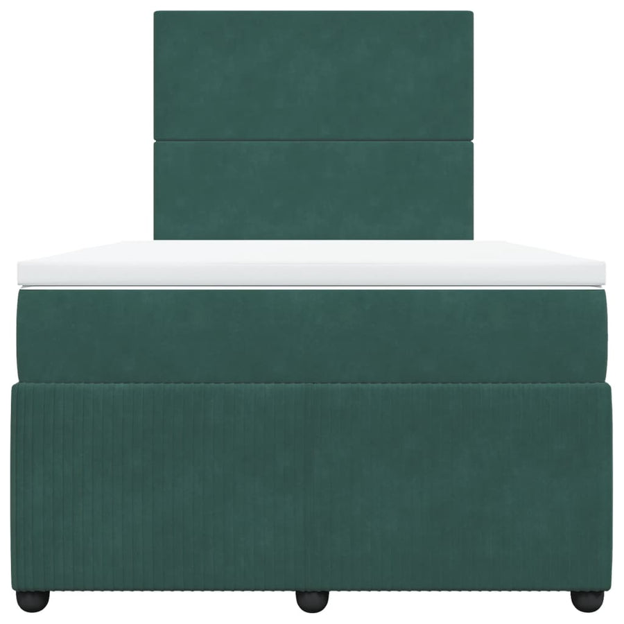 Boxspring met matras fluweel donkergroen 120x190 cm