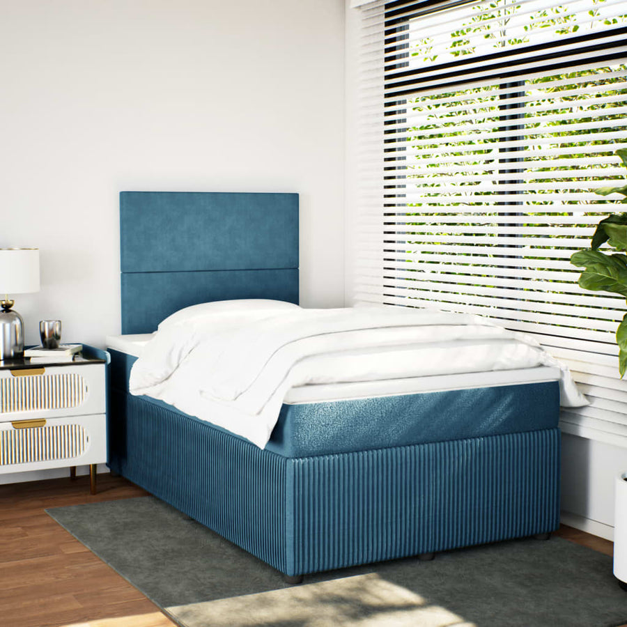 Boxspring met matras fluweel blauw 120x190 cm