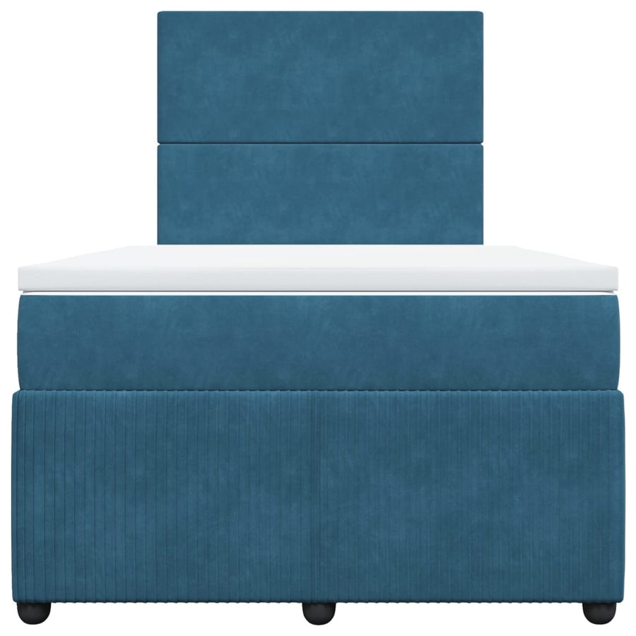 Boxspring met matras fluweel blauw 120x190 cm